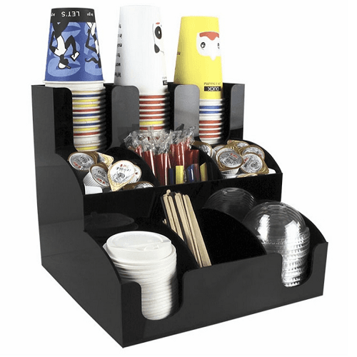 Подставка с 3 секциями под стаканы и 6 секциями под аксессуары